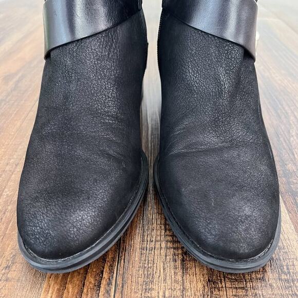 Vince Camuto Moto Buckle Boot Strappy Leather Wrap Western Zip Up Size 8.5 Black - Picture 4 of 15